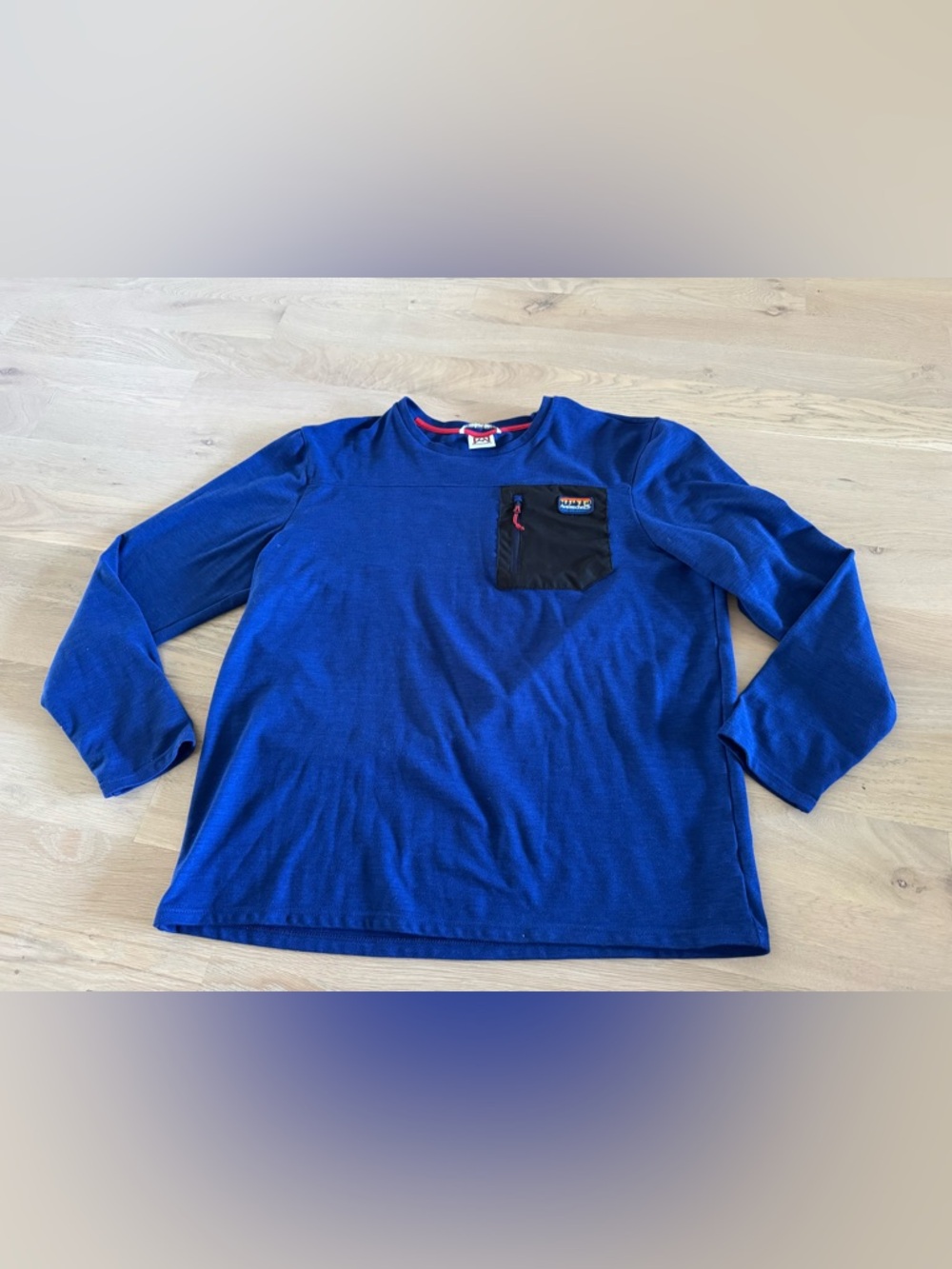 Avalanche long-sleeve fleece crewneck pullover shirt blue size large